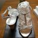 J. Crew Shoes | Jcrew Made In Italy Silver Leather Heeled Sandals | Color: Silver | Size: 9.5