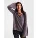 American Eagle Outfitters Sweaters | American Eagle Outfitters Bell Sleeve Sweater M | Color: Gray/Purple | Size: M