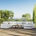 Commix 7-Piece Outdoor Patio Sectional Sofa by Modway Metal/Rust - Resistant Metal in Blue/White | 32 H x 144 W x 36 D in | Wayfair EEI-5591-WHI