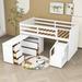 Harriet Bee Twin Size Wood Loft Bed w/ Drawers & Desk in White | 44 H x 43 W x 79 D in | Wayfair F375EE6FDD7C4CA4B5778A35CA676E21