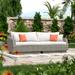 Wade Logan® Castelli 96" Wide Wicker Patio Sofa w/ Cushions Sunbrella® Fabric Included in Gray | 31 H x 96 W x 33 D in | Wayfair