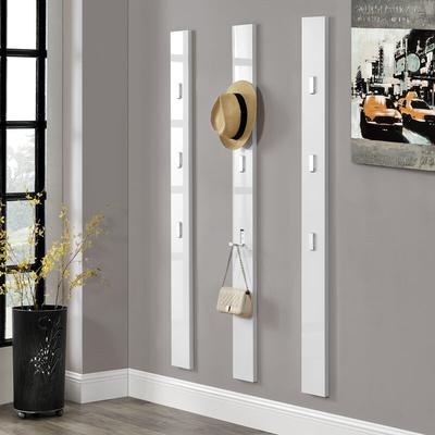 [en.casa] - Wandgarderobe Hansnes mit 3 Klapphaken 165 cm Weiß Image