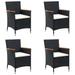 vidaXL Patio Dining Chairs 4 pcs Poly Rattan Black - 24" x 23.6" x 34.6"