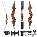 Black Hunter 60" Take Down Longbow With Technical wood Riser And Laminated Bow Limbs 20-45lbs For Archery Training Hunting Target Practice Arm Guard Finger Guard Right Hand (35 lbs)