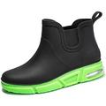 GURGER Wellington Boots Mens Wellies Ankle Short Rubber Rain Boots Waterproof Black Green Size 7.5