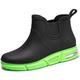 GURGER Wellington Boots Mens Wellies Ankle Short Rubber Rain Boots Waterproof Black Green Size 7.5