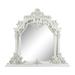 Benjara Kin 59 Inch Wood Mirror, Scrolled Ornate Carvings, Silver Trim, White | 54 H x 59 W x 3 D in | Wayfair BM276278