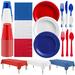 Nicole Fantini Collection American Flag Themed Red White & Blue Disposable Party Plastic Plates Sets (60 Guests) in Blue/Red/White | Wayfair