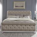 Exmouth King Sleigh Bed Wood & Upholstered/Chenille/ in Brown Laurel Foundry Modern Farmhouse® | 59.75 H x 82.25 W x 115.25 D in | Wayfair