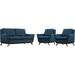 Beguile 3 Piece Fabric Living Room Set in Azure - East End Imports EEI-2141-AZU-SET