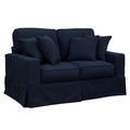 Americana Slipcover Only for Box Cushion Track Arm Loveseat, Stain Resistant Performance Fabric, Navy Blue - Sunset Trading SU-108510SC-391049
