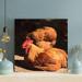 Gracie Oaks Brown & Red Rooster Standing On Brown en Floor - 1 Piece Square Graphic Art Print On Wrapped Canvas in Black | Wayfair