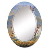 East Urban Home A Large Eagle Over The Running Herd Of Horses - Traditional Wall Mirror Oval in White | 36 H x 24 W x 0.24 D in | Wayfair