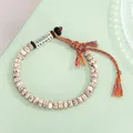 Fil de coton tressé bouddhiste tibétain Bracelet à nœuds porte-bonheur perles de Bodhi naturelles