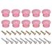 Round Wood Knobs, 10pcs 33x23mm Pull Handles for Drawer with Screws Pink