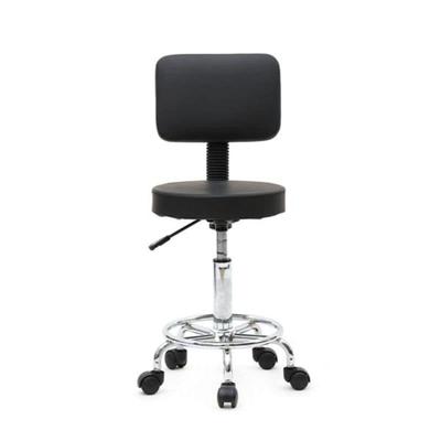 Round Shape Adjustable Salon Stool with Back Black - (33 x 33 x 95)cm (L x W x H)