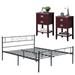 Taomika 3-pieces Bedroom Set with Metal Bed Frame and Wood Nightstands