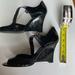 Nine West Shoes | Lacquer Black Heel Pump With Strap By Nine West. Pre-Owned In Good Condition 8m | Color: Black | Size: 8