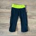 Lululemon Athletica Pants & Jumpsuits | Lululemon Black & Green Yoga Leggings Crop Ruffle Running Gym Workout Womens 2 | Color: Black/Green | Size: 2