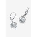 Women's Sterling Silver Halo Drop Earrings Cubic Zirconia (2 1/3 cttw TDW) by PalmBeach Jewelry in Cubic Zirconia