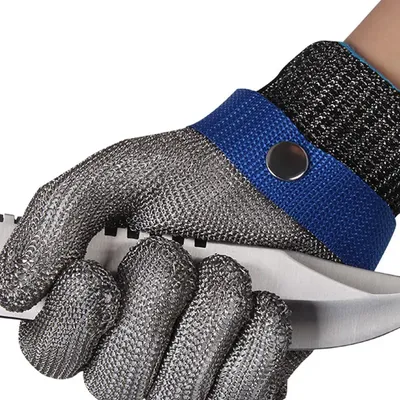 AS-Gants en fil d'acier inoxydable anti-coupure protection de boucher en maille métallique gants