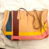 Tory Burch Bags | *Free Shipping* Tory Burch Perry Stripe Leather Tote Bag | Color: Purple/Tan | Size: Os