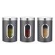 Yuehuamech Canister Set of 3,Stainless Steel Kitchen Storage Boxes with Transparent Window Food Storage Organizer Jars for Sugar Tea Coffee Candy Farmhouse