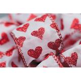 The Holiday Aisle® Solid Glitter Hearts Wired Ribbon Fabric in White | 2 H x 6 W x 6 D in | Wayfair 8F7446D01FD6425B831900322A15F069