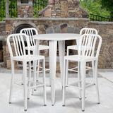 Latitude Run® Posey Round 4 - Person 35.25" Long Outdoor Dining Set Metal in White | 35.25 W x 35.25 D in | Wayfair