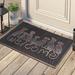 Trinx Caleob Floor Rubber Pin Fun Designed Door Mats for Indoor Outdoor Entrance, 18" X 30" Rubber in Black/Indigo | 30 H x 18 W x 0.6 D in | Wayfair