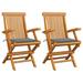 Red Barrel Studio® Patio Chairs Outdoor Bistro Folding Chair w/ Cushions Solid Wood Teak Wood in Brown | 35.04 H x 21.65 W x 23.62 D in | Wayfair