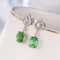 Bijoux de mariage couleur argent élégant vert Tourmaline boucles d'oreilles pour femmes vert pomme