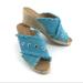Anthropologie Shoes | Anthropologie Teal Blue Wedge Espadrilles Sandals Shoes | Color: Blue/Tan | Size: 41eu