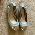 Coach Shoes | Coach Ballet Slippers. Robins Egg Blue-Green With Silver Toes. New Condition. | Color: Blue/Green/Silver | Size: 8