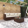 vidaXL 4-tlg. Garten-Lounge-Set mit Auflagen Poly Rattan Braun