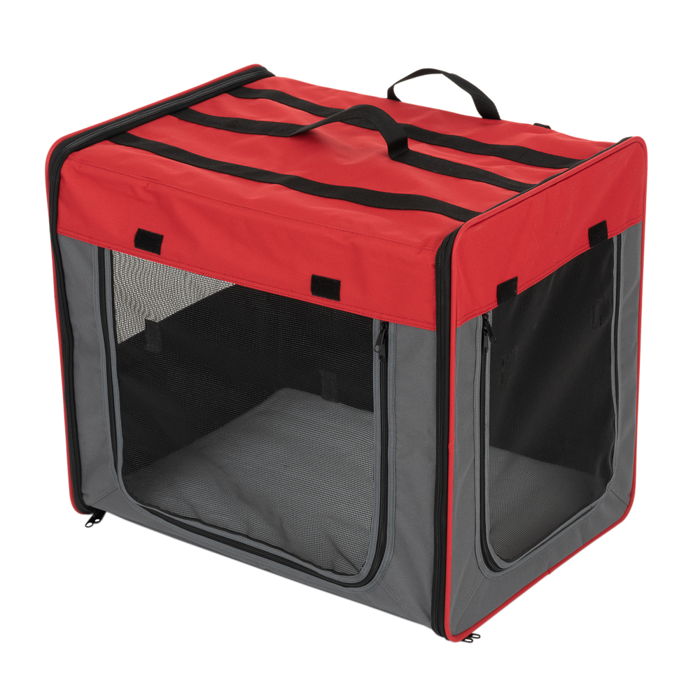 First Class Basic Dog Transport Crate | Size M 61x46x53.5cm | Grey/Red