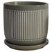Foundry Select 2 Piece Set Planters - Ceramic Gray Planters w/ Contemporary Textured Line Design | 6 H x 6 W x 6 D in | Wayfair