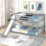 Full over Full Bunk Bed with Convertible Slide and Ladder,Sturdy and Long Lasting Made of High Quality Solid Wood and MDF