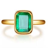 Free People Jewelry | Green Emerald Crystal Ring 18k Gold Plated | Color: Gold/Green/Red | Size: Various