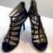 Michael Kors Shoes | Black Michael Kors Mavis Open Toe 3 3/4” Zip Back Heels. Black Leather. | Color: Black | Size: 9.5