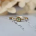 Bague en argent incrusté de diamants pour femme péridot vert frais cristal rond ouverture