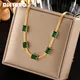 DIEYURO – collier décoratif carré vert en acier inoxydable pour femmes bijoux de haute qualité