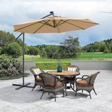 10 FT Patio Solar LED Hanging Cantilever Umbrella