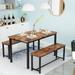 Dining Table Set with Two Benches, Kitchen Table Set for 4 Persons