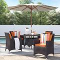 Bocabec Synthetic Rattan Patio Dining Set w/Umbrella (7-piece Set) by Havenside Home by Modway Glass in Brown | 29 H x 47 W x 47 D in | Wayfair