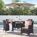 Bocabec Synthetic Rattan Patio Dining Set w/Umbrella (7-piece Set) by Havenside Home by Modway Glass in Brown | 29 H x 47 W x 47 D in | Wayfair