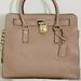 Michael Kors Bags | Michael Kors Hamilton Large Tan Dark Khaki Leather Gold Lock Ns Tote Bag Nwt! | Color: Tan | Size: Os