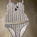 Jessica Simpson Swim | Jessica Simpson 2 Piece Tankini Bikini Size Small Striped Geometric Halter Top | Color: Blue/White | Size: S