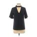 Ann Taylor Short Sleeve Blouse: Black Tops - Women's Size 0