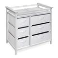 Badger Basket Modern Baby Changing Table with 6 Storage Drawers and Pad - White